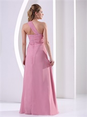 One Shoulder Floor-length Pearl Pink Femme Evening Dress Hot Selling