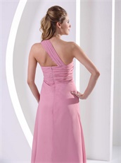 One Shoulder Floor-length Pearl Pink Femme Evening Dress Hot Selling
