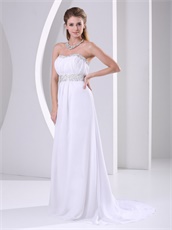 Strapless White Chiffon Empire Waist Prom Dress Wedding Guest Wear