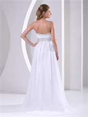 Strapless White Chiffon Empire Waist Prom Dress Wedding Guest Wear