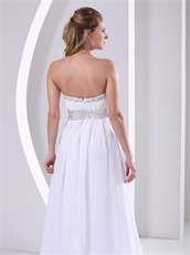 Strapless White Chiffon Empire Waist Prom Dress Wedding Guest Wear