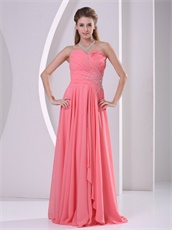 Practical Floor-length Watermelon Vocal Accompaniment Prom Dress Free Shipping