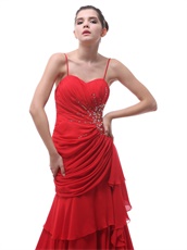 New Fashion Spaghetti Straps Prom Dresses With Court Train For Women