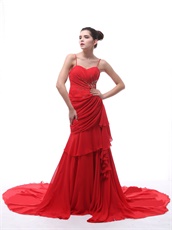 New Fashion Spaghetti Straps Prom Dresses With Court Train For Women