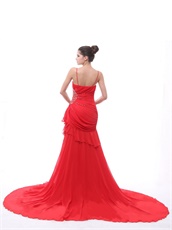New Fashion Spaghetti Straps Prom Dresses With Court Train For Women