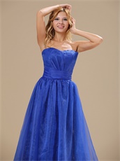 Brand New Strapless Cerulean Blue Celebrity Prom Gowns With Lace Slip