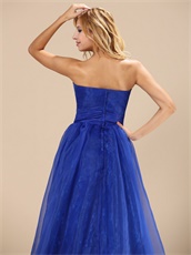 Brand New Strapless Cerulean Blue Celebrity Prom Gowns With Lace Slip