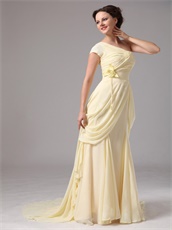 One Shoulder Slim Daffodil Chiffon Mother Of The Bride Dress Store Near Me