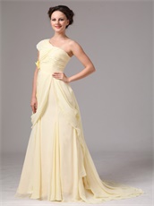 One Shoulder Slim Daffodil Chiffon Mother Of The Bride Dress Store Near Me