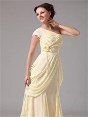 One Shoulder Slim Daffodil Chiffon Mother Of The Bride Dress Store Near Me