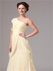 One Shoulder Slim Daffodil Chiffon Mother Of The Bride Dress Store Near Me