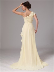 One Shoulder Slim Daffodil Chiffon Mother Of The Bride Dress Store Near Me