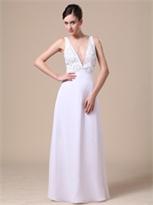 Pure White Deep V-neck Beading Empire Elegant Prom Dress With Jacket