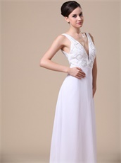 Pure White Deep V-neck Beading Empire Elegant Prom Dress With Jacket