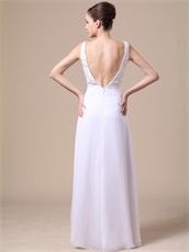 Pure White Deep V-neck Beading Empire Elegant Prom Dress With Jacket