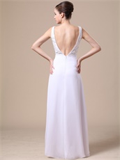 Pure White Deep V-neck Beading Empire Elegant Prom Dress With Jacket