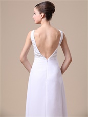 Pure White Deep V-neck Beading Empire Elegant Prom Dress With Jacket