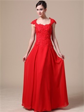 Square Neck Lace Bodice Floor Length Red Military Prom Dress Custom Fit