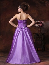Beaded Strapless Basque Waist Purple Prom Dress With White UnderSkirt