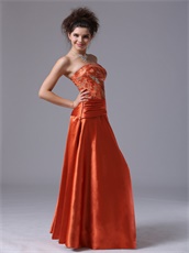 New Arrival Strapless Rust Orange Red Music Festiva Prom Dress Warm Tone