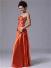 New Arrival Strapless Rust Orange Red Music Festiva Prom Dress Warm Tone