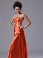 New Arrival Strapless Rust Orange Red Music Festiva Prom Dress Warm Tone