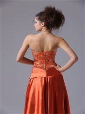 New Arrival Strapless Rust Orange Red Music Festiva Prom Dress Warm Tone