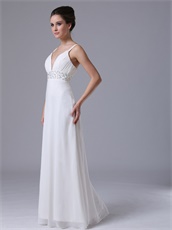 Junoesque Straps White Chiffon Dress Relatives and Friends Wedding Party Wear