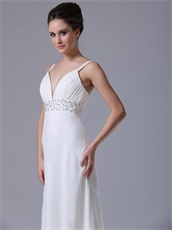 Junoesque Straps White Chiffon Dress Relatives and Friends Wedding Party Wear