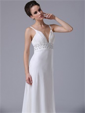 Junoesque Straps White Chiffon Dress Relatives and Friends Wedding Party Wear