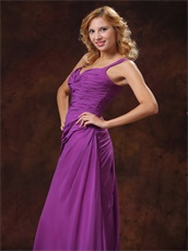 Custom Fit Straps Ruched Bodice Discount Long Prom Dress Purple