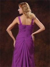 Custom Fit Straps Ruched Bodice Discount Long Prom Dress Purple
