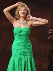 Green Mermaid Sweetheart Style Ruched Prom Dress Inexpensive Hot Sell