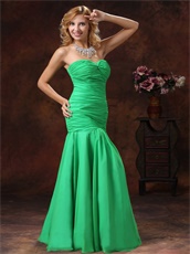 Green Mermaid Sweetheart Style Ruched Prom Dress Inexpensive Hot Sell