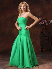 Green Mermaid Sweetheart Style Ruched Prom Dress Inexpensive Hot Sell