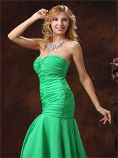 Green Mermaid Sweetheart Style Ruched Prom Dress Inexpensive Hot Sell