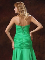 Green Mermaid Sweetheart Style Ruched Prom Dress Inexpensive Hot Sell