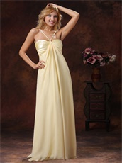 Graceful Light Yellow Cross Straps Chiffon Maxi Dress For Holiday