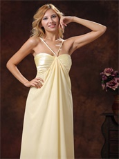 Graceful Light Yellow Cross Straps Chiffon Maxi Dress For Holiday