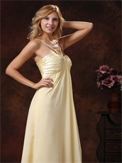 Graceful Light Yellow Cross Straps Chiffon Maxi Dress For Holiday