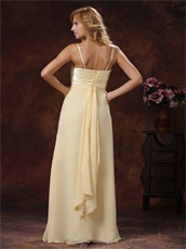 Graceful Light Yellow Cross Straps Chiffon Maxi Dress For Holiday