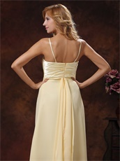 Graceful Light Yellow Cross Straps Chiffon Maxi Dress For Holiday