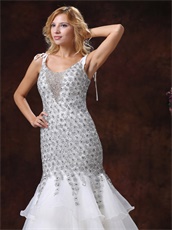 Flickering Diamond Cover With Lace Layers Prom Dress Private Custom