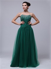 2019 Dark Hunter Green Tulle Long Prom Dress For Lady Wear