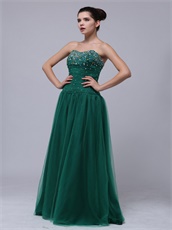 2019 Dark Hunter Green Tulle Long Prom Dress For Lady Wear