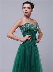 2019 Dark Hunter Green Tulle Long Prom Dress For Lady Wear