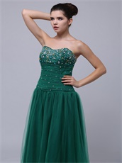 2019 Dark Hunter Green Tulle Long Prom Dress For Lady Wear