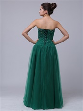 2019 Dark Hunter Green Tulle Long Prom Dress For Lady Wear