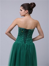 2019 Dark Hunter Green Tulle Long Prom Dress For Lady Wear