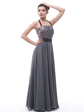 Grey Halter Ruched Women Evening Dress With Black Belt Low Price High Quality